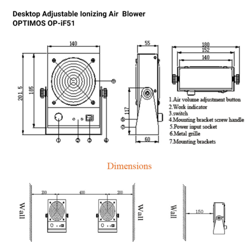 OPTIMOS OP-iF51 desktop adjustable ionizing air blower-3